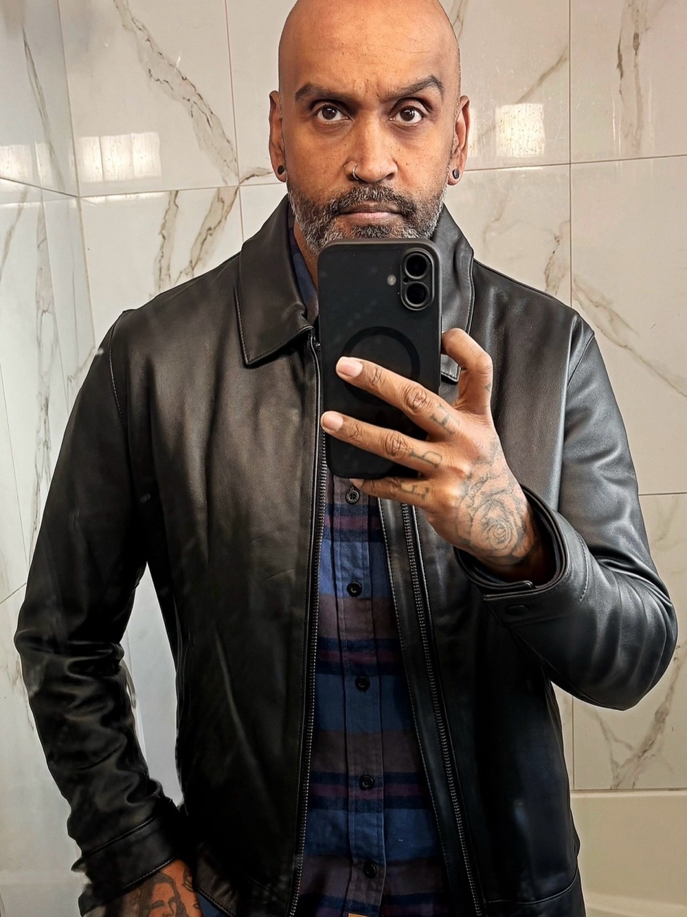 Thursday Boot Company Black Leather collar  Jacket